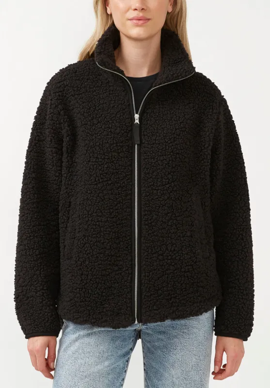 Caterina Women's Full Zip Sherpa Jacket, Black - JK0015F made by Buffalo David Bitton