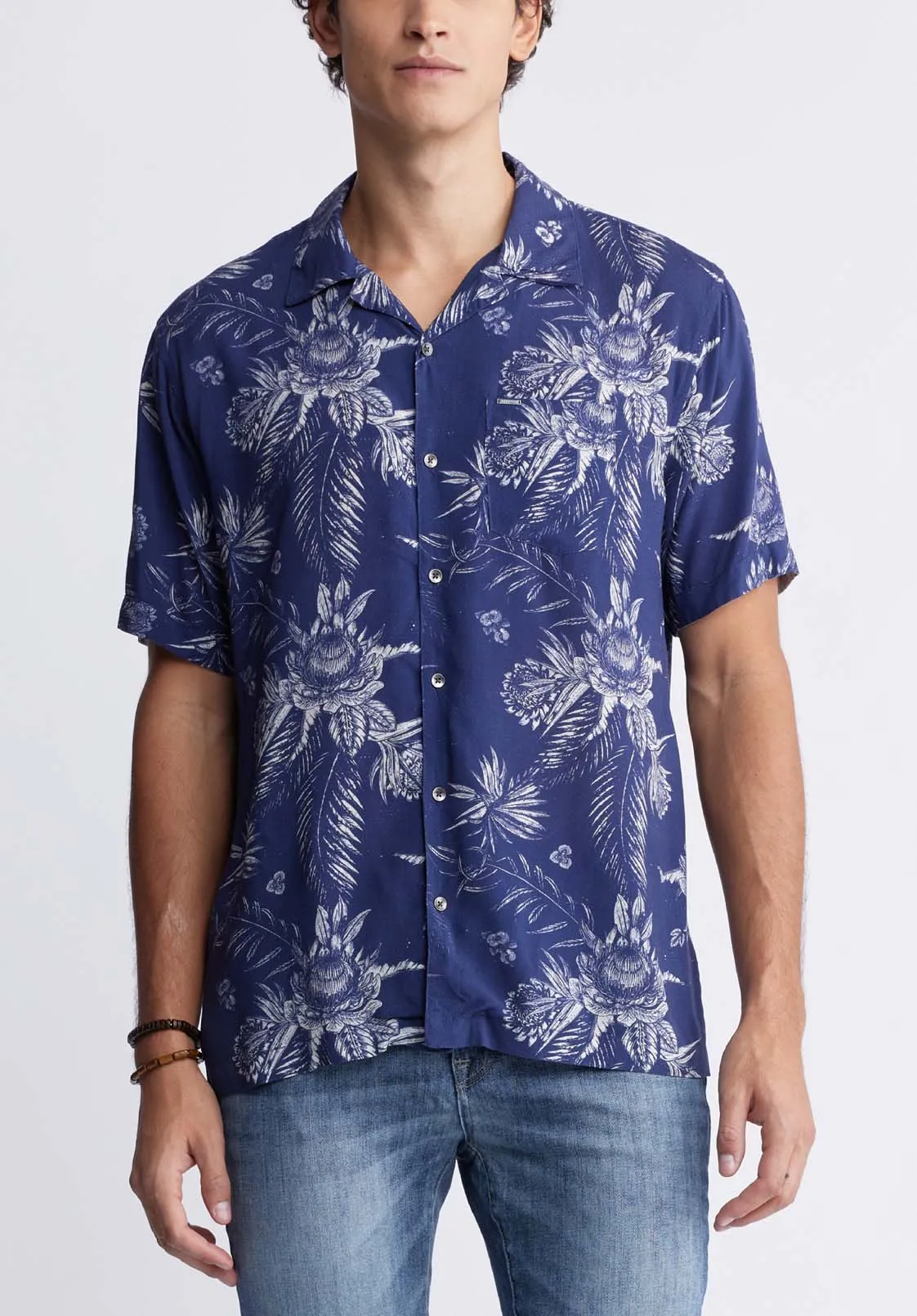 Sidny Men's Short-Sleeve Printed Shirt in Blue Depths - BM24287 sold by Buffalo Jeans