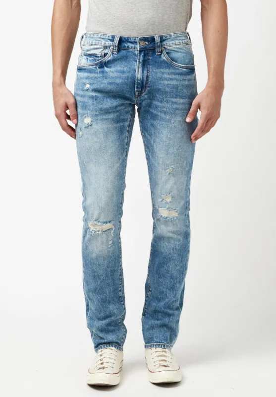 Slim Ash Men's Jeans in Worn & Creased Blue - BM22885 sold by Buffalo Jeans