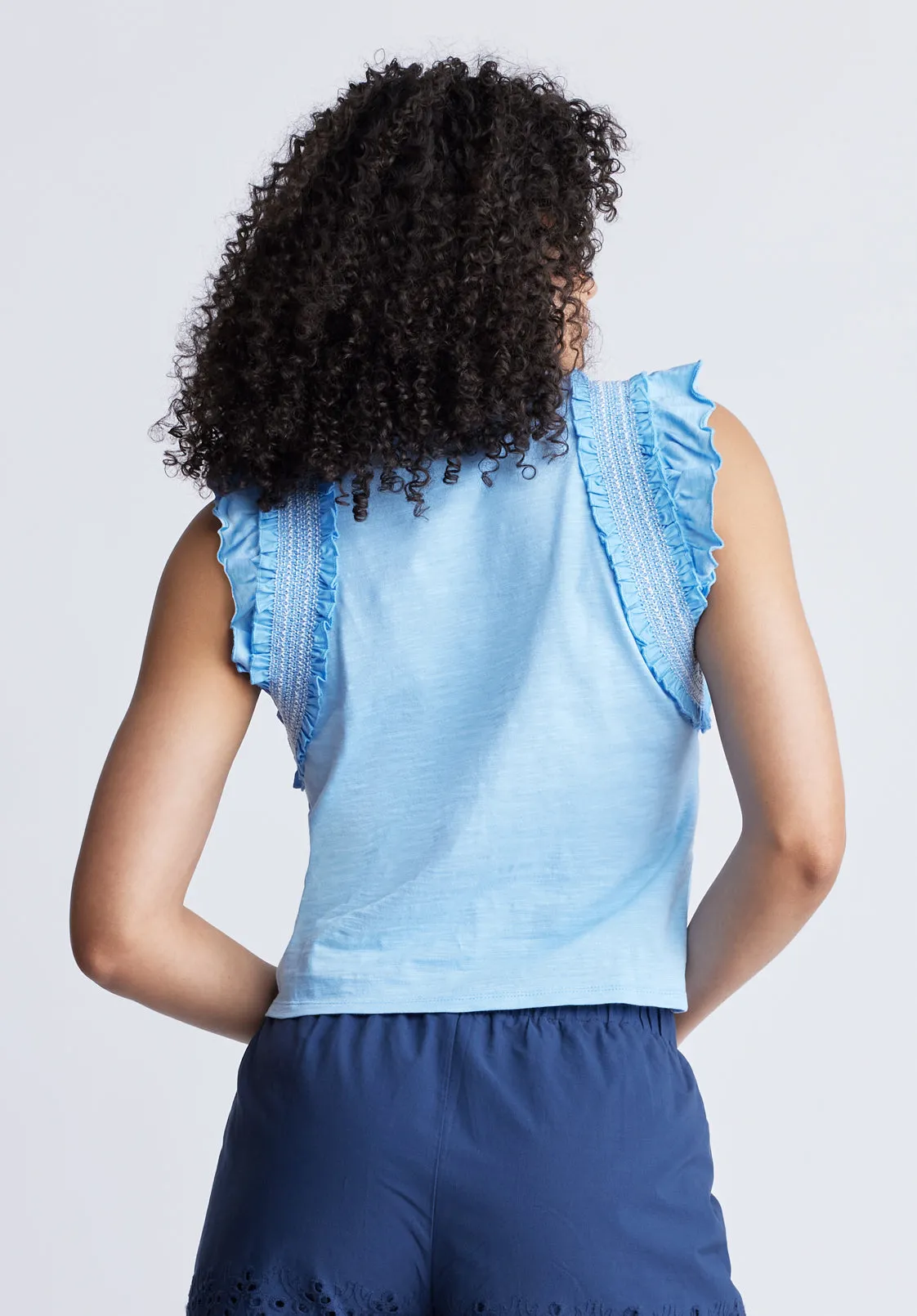 Betina Women's Ruffled Cropped Top, Blue - KT0143S sold by Buffalo Jeans product image thumbnail 4