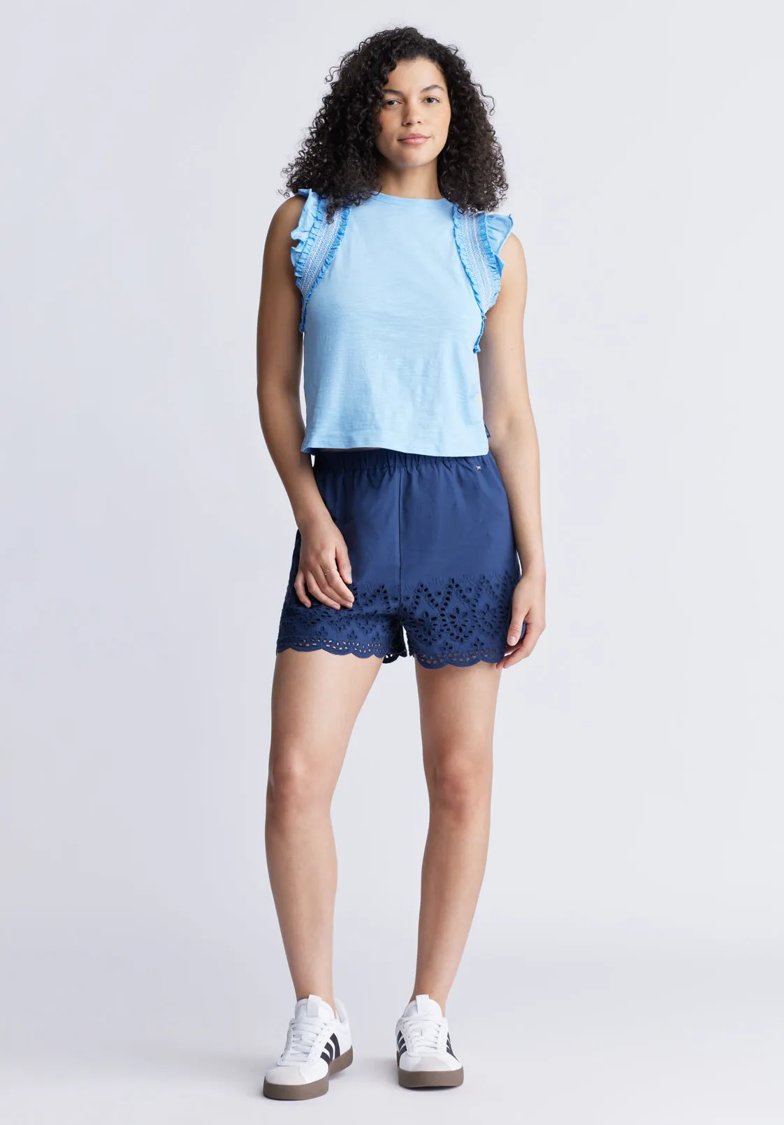 Betina Women's Ruffled Cropped Top, Blue - KT0143S sold by Buffalo Jeans product image thumbnail 5