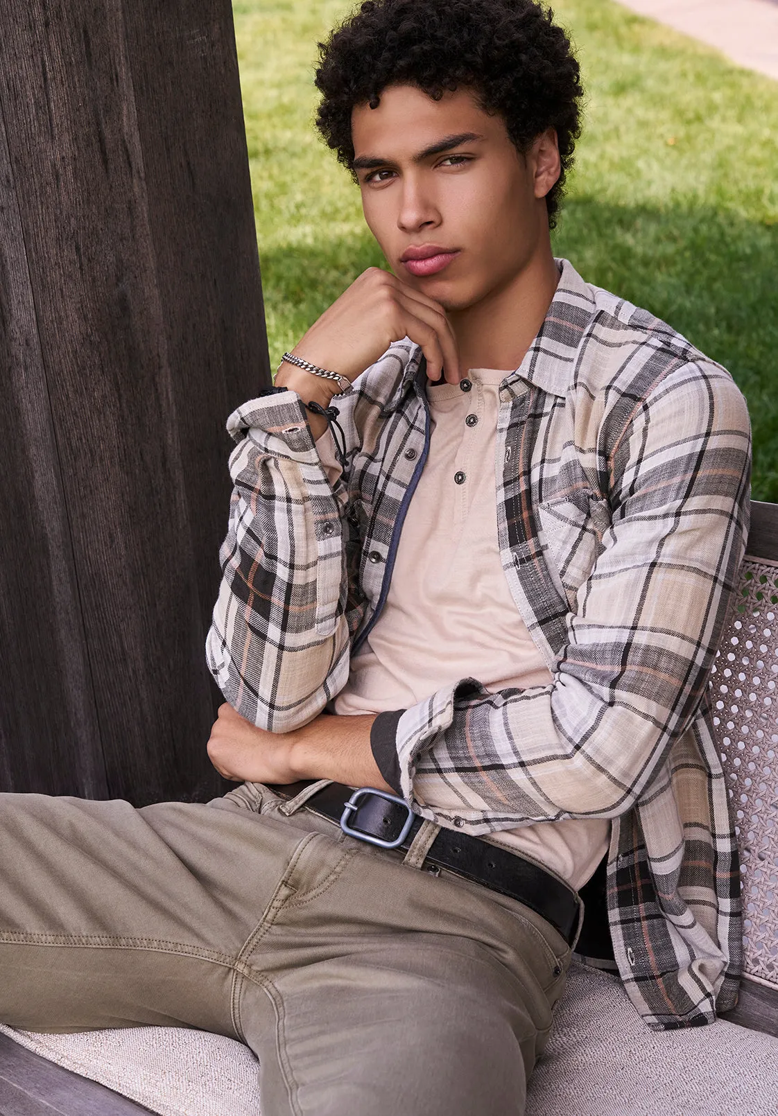 Kaduk Men's Long-Sleeve Burnout Henley Top, Irish Cream - BM24237 sold by Buffalo Jeans product image thumbnail 5