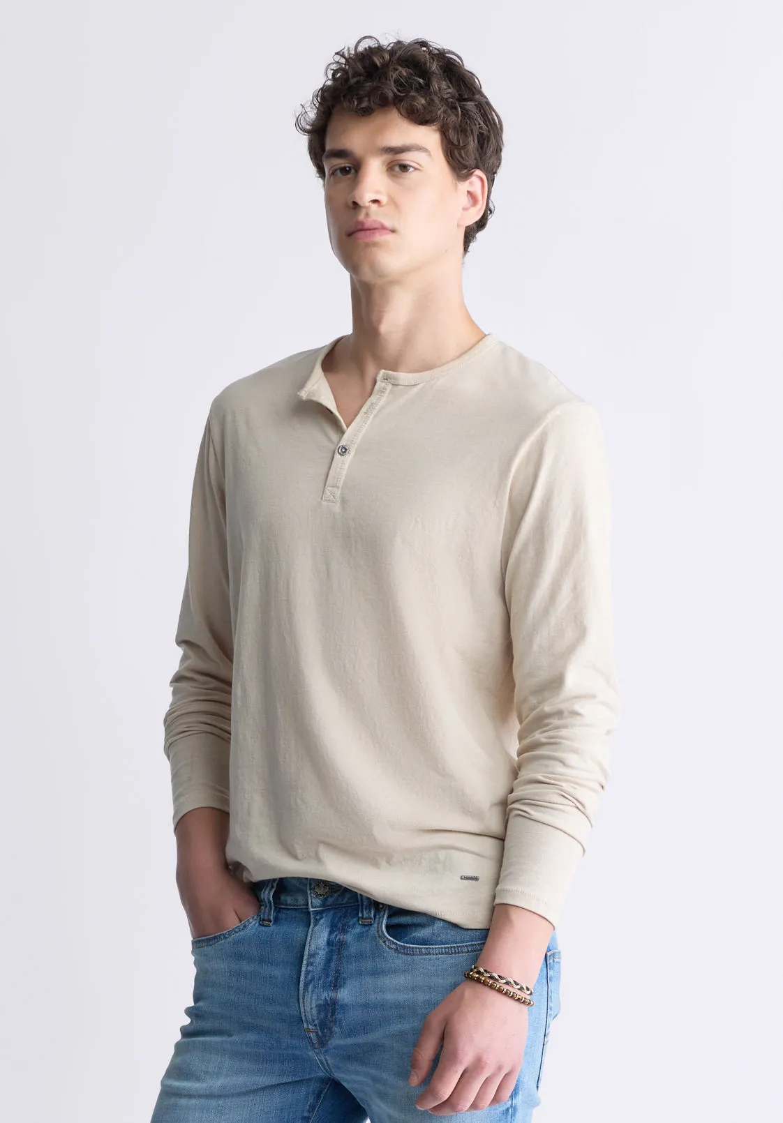 Kaduk Men's Long-Sleeve Burnout Henley Top, Irish Cream - BM24237 sold by Buffalo Jeans product image thumbnail 2