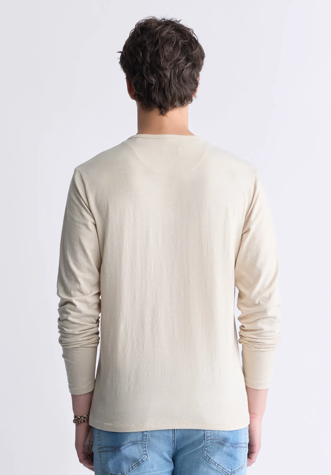 Kaduk Men's Long-Sleeve Burnout Henley Top, Irish Cream - BM24237 sold by Buffalo Jeans product image thumbnail 3