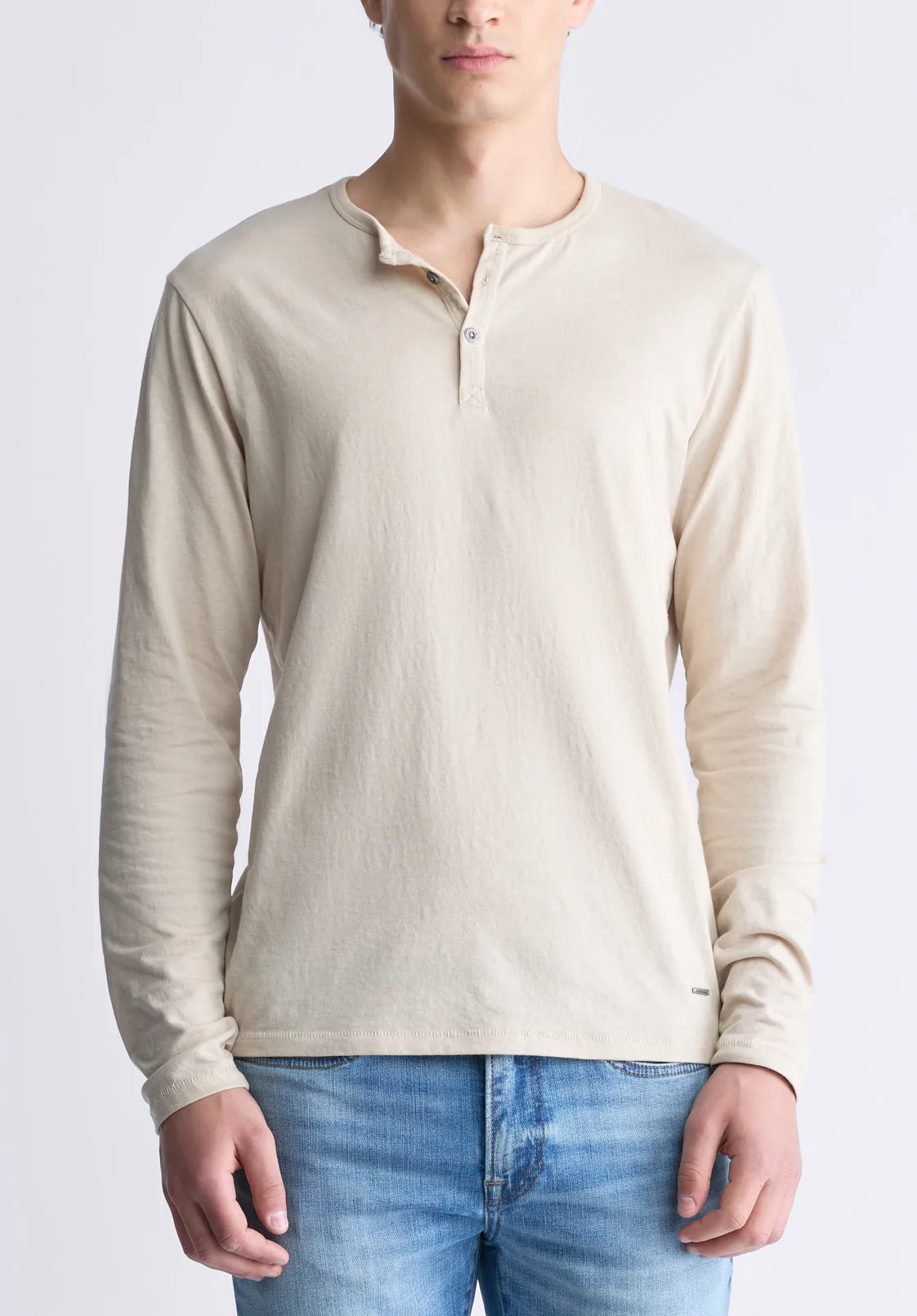 Kaduk Men's Long-Sleeve Burnout Henley Top, Irish Cream - BM24237 sold by Buffalo Jeans