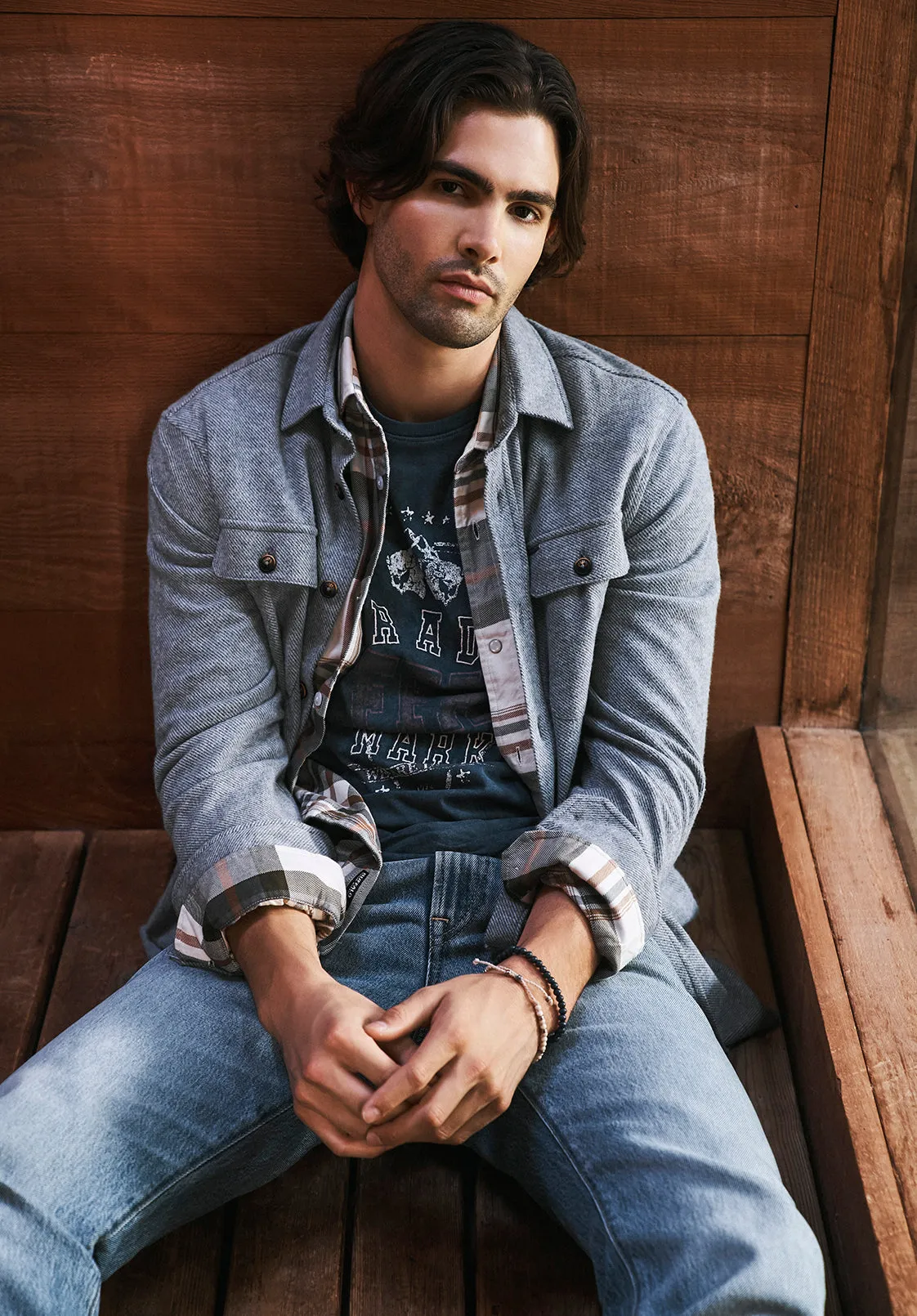 Sigge Men's Blanket Shirt in Grey - BM24307 sold by Buffalo Jeans product image thumbnail 2