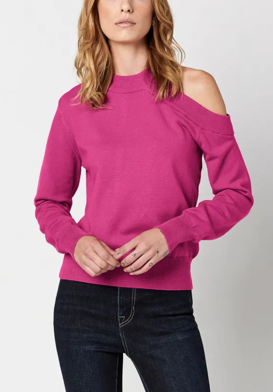 Alana Women's Cold Shoulder Sweater in Fushia - SW0617H sold by Buffalo Jeans