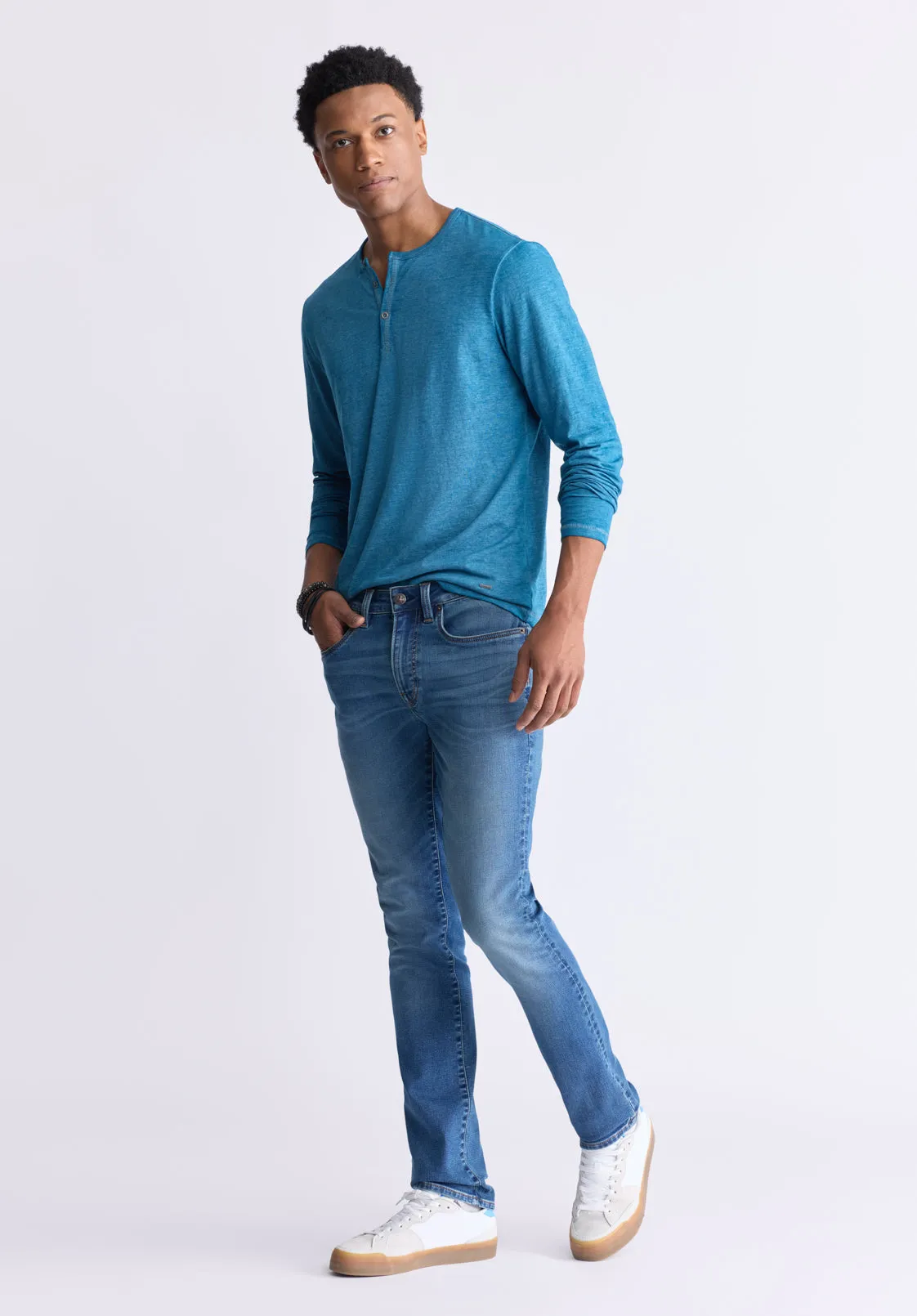 Kaduk Men's Long-Sleeve Burnout Henley Top, Atlantic Blue - BM24237 sold by Buffalo Jeans product image thumbnail 3