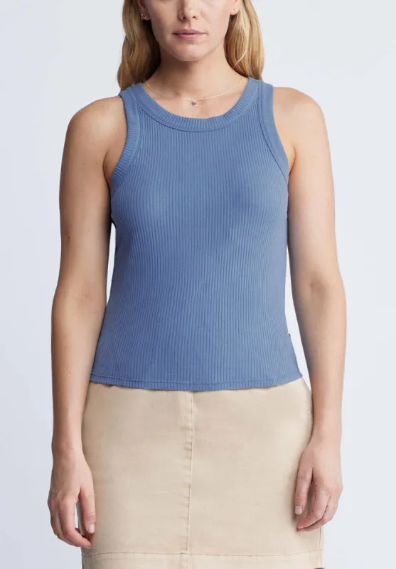 Regine Women’s Ribbed Tank Top in Riviera Blue - KT0119P sold by Buffalo Jeans