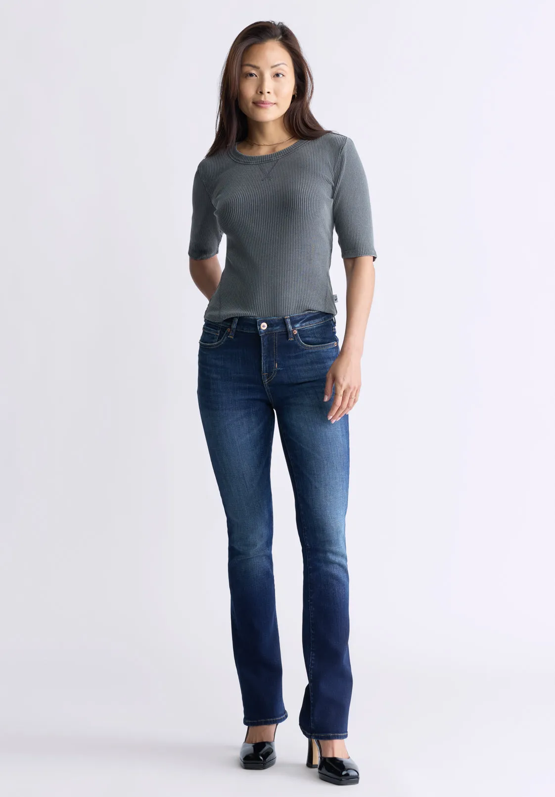 Tabbey Women's Elbow-Length Sleeve Ribbed Top, Raven Grey - KT0152F sold by Buffalo Jeans product image thumbnail 5