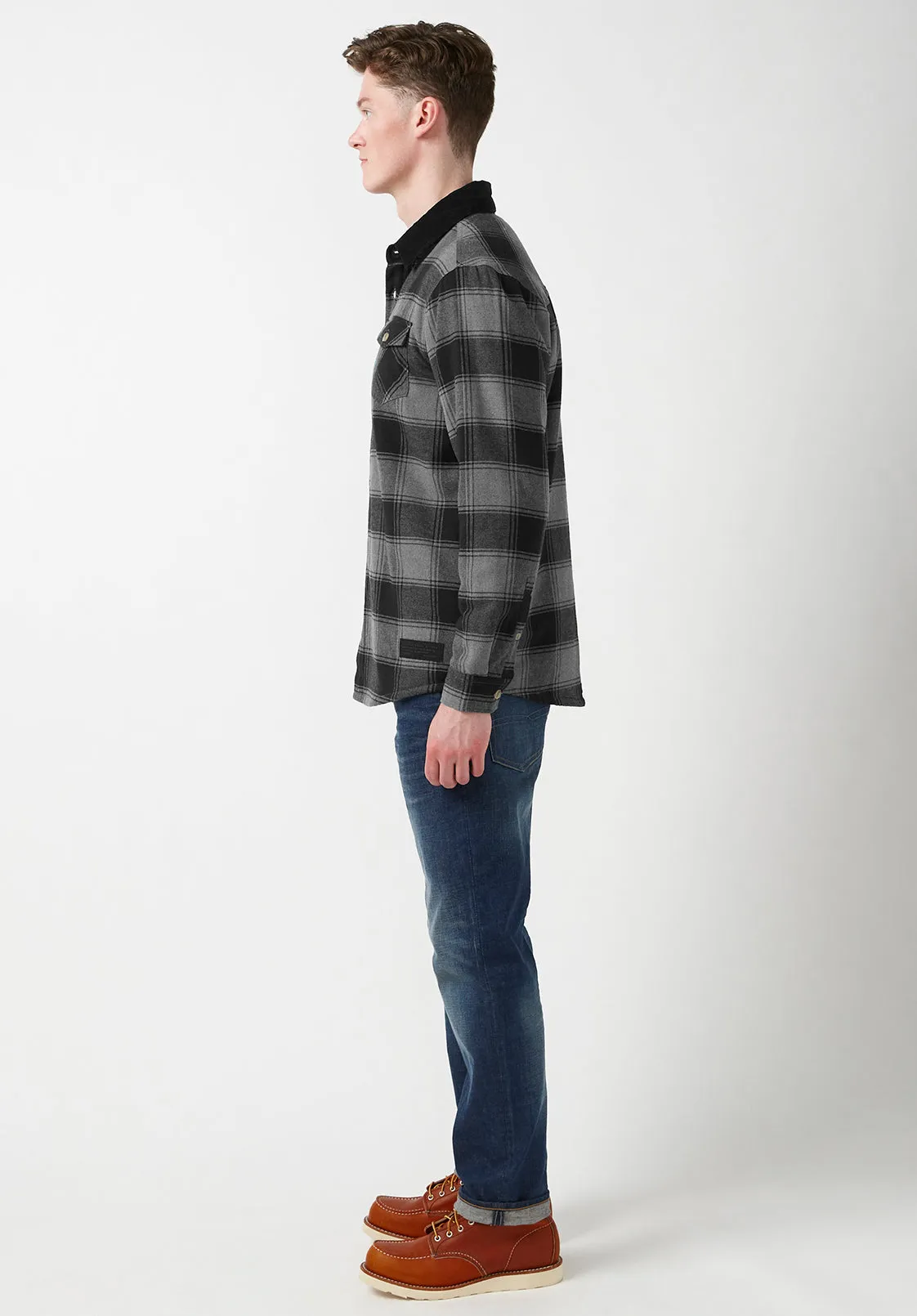 Seveno Men's Shacket in Grey Black Plaid - BPM13671B sold by Buffalo Jeans product image thumbnail 5