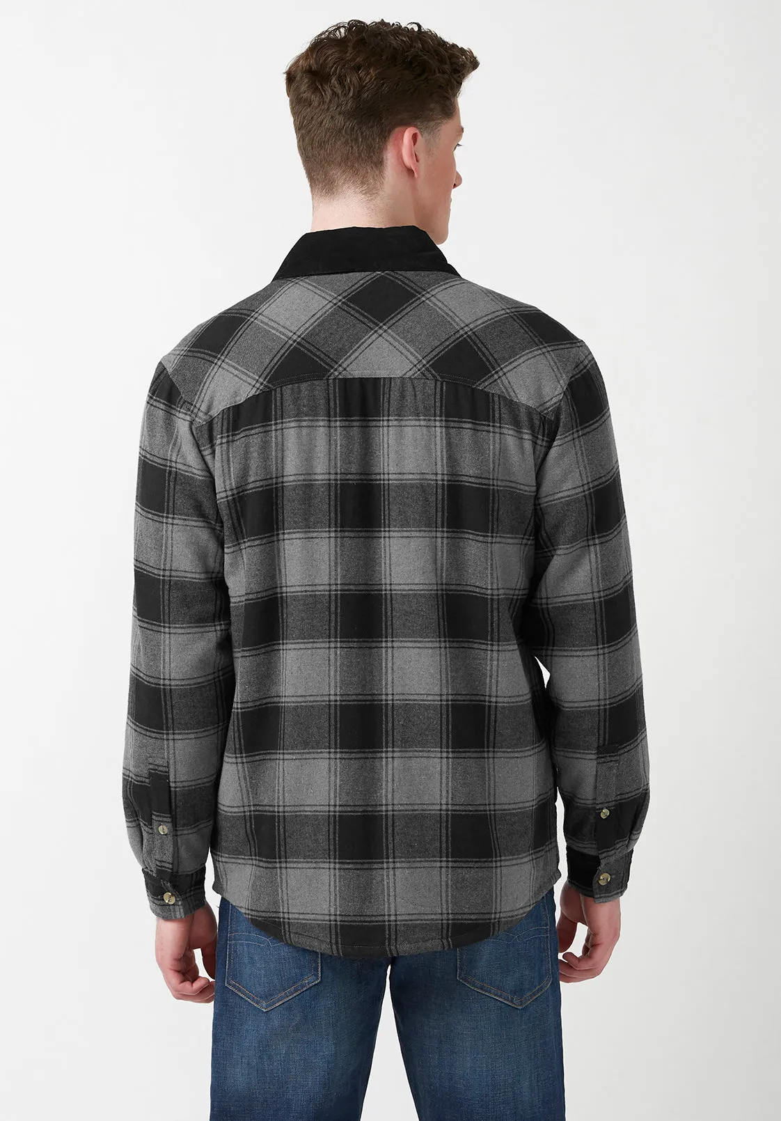 Seveno Men's Shacket in Grey Black Plaid - BPM13671B sold by Buffalo Jeans product image thumbnail 2
