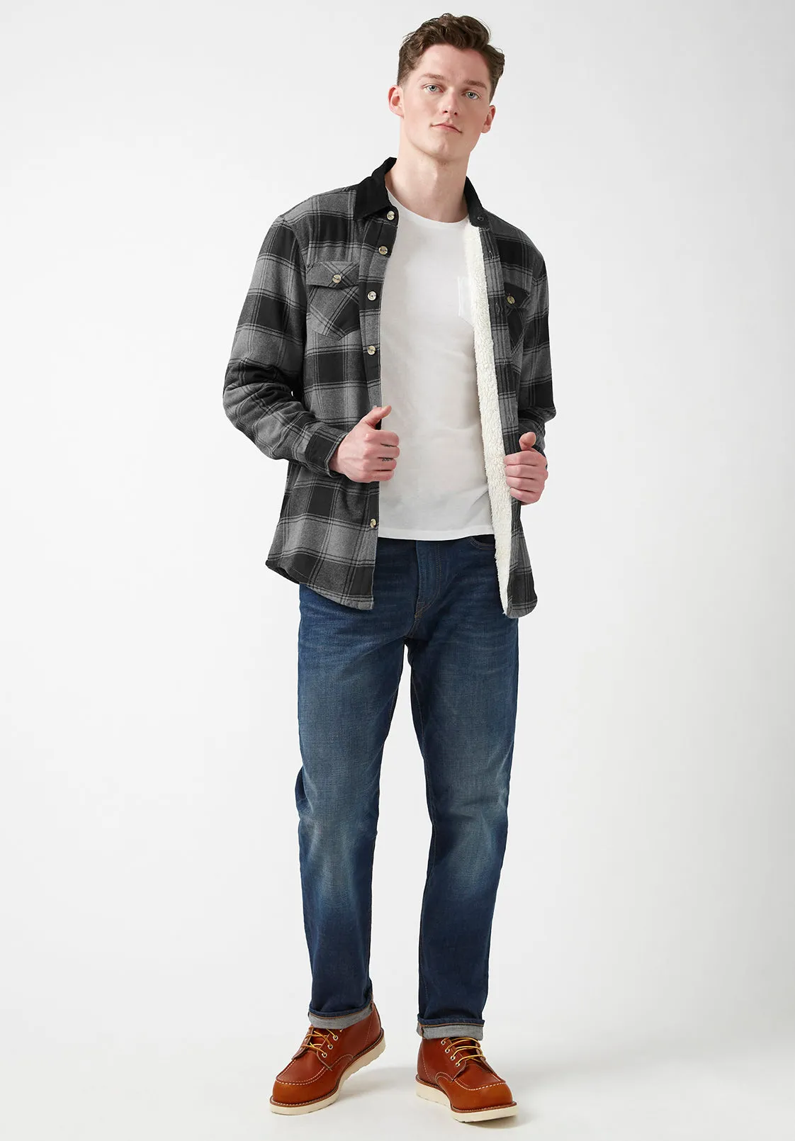 Seveno Men's Shacket in Grey Black Plaid - BPM13671B sold by Buffalo Jeans product image thumbnail 4