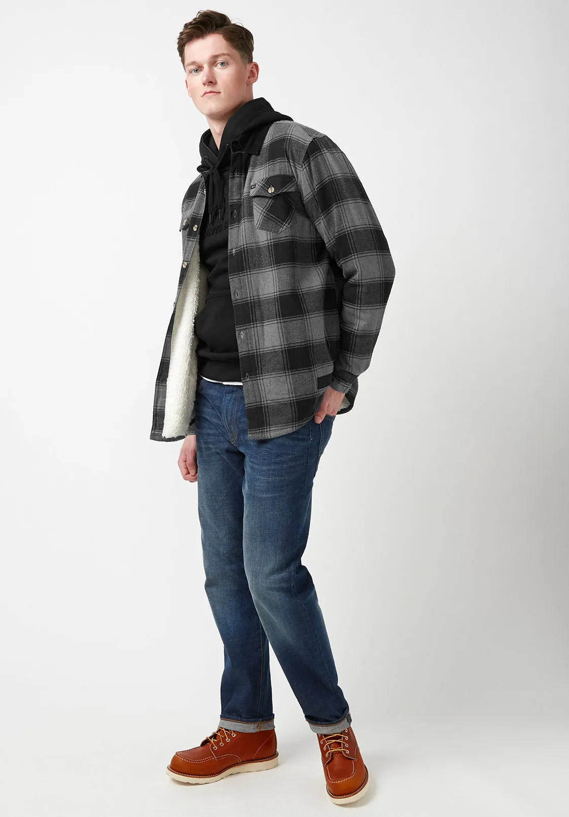Seveno Men's Shacket in Grey Black Plaid - BPM13671B sold by Buffalo Jeans product image thumbnail 3