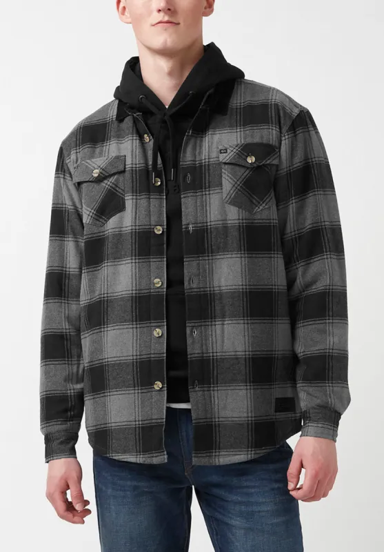 Seveno Men's Shacket in Grey Black Plaid - BPM13671B sold by Buffalo Jeans
