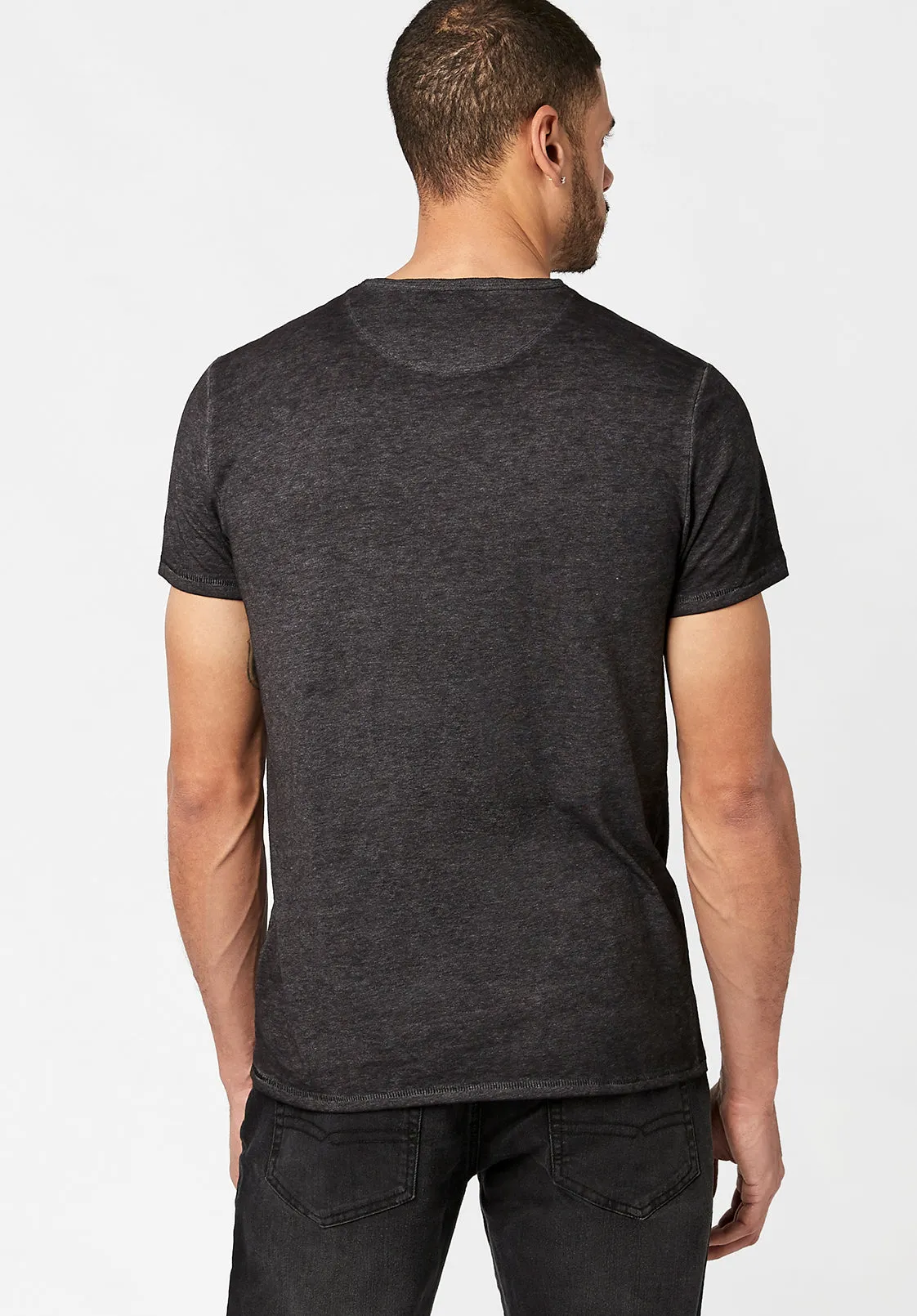 Kasum Buttoned Henley Men's T-Shirt in Black - BM21411 sold by Buffalo Jeans product image thumbnail 2