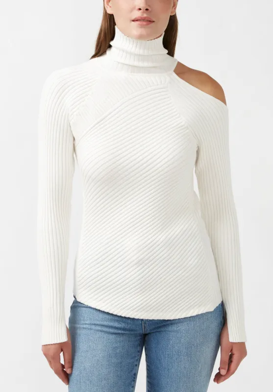 Beronia Women's Long Sleeve Cut Out Shoulder Sweater in Ivory - SW0037H sold by Buffalo Jeans