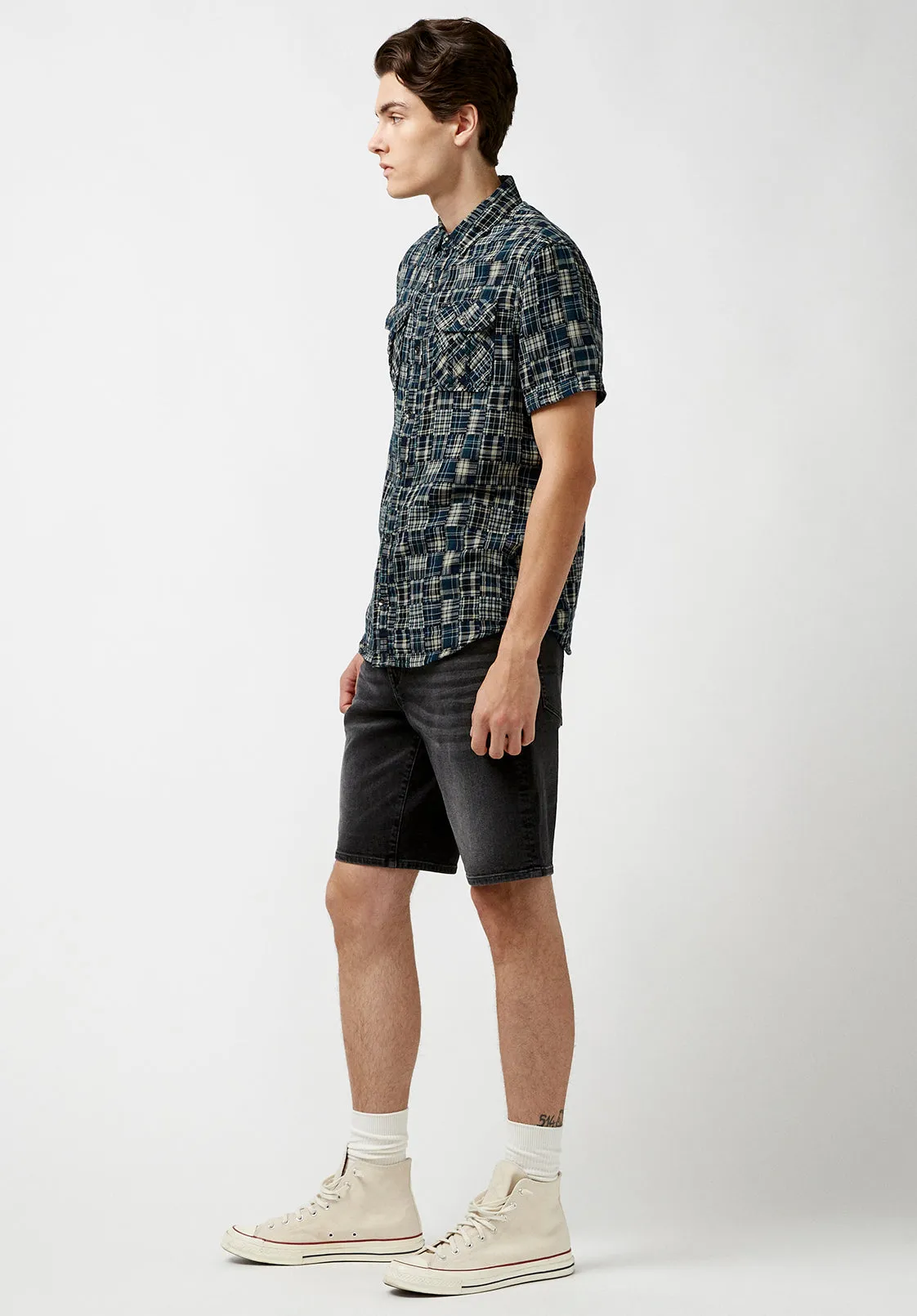 Soqut Men's Short-Sleeve Plaid Shirt, Whale - BM23891 sold by Buffalo Jeans product image thumbnail 4