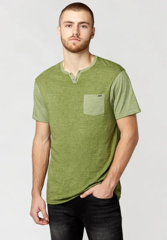 Kaddy Men's T-Shirt with Tonal Trim in Green - BM23555 sold by Buffalo Jeans