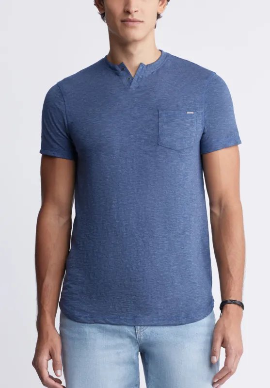 Kadyo Men's Pocket Henley Top in Whale Blue - BM24345 sold by Buffalo Jeans
