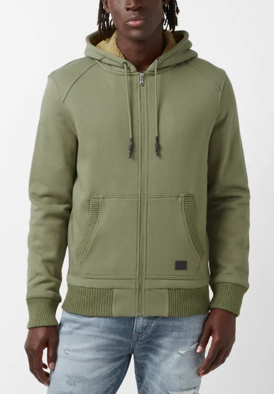 Fasox Men's Zip-Up Hooded Jacket with Sherpa Lining, Army green - BM24161 sold by Buffalo Jeans