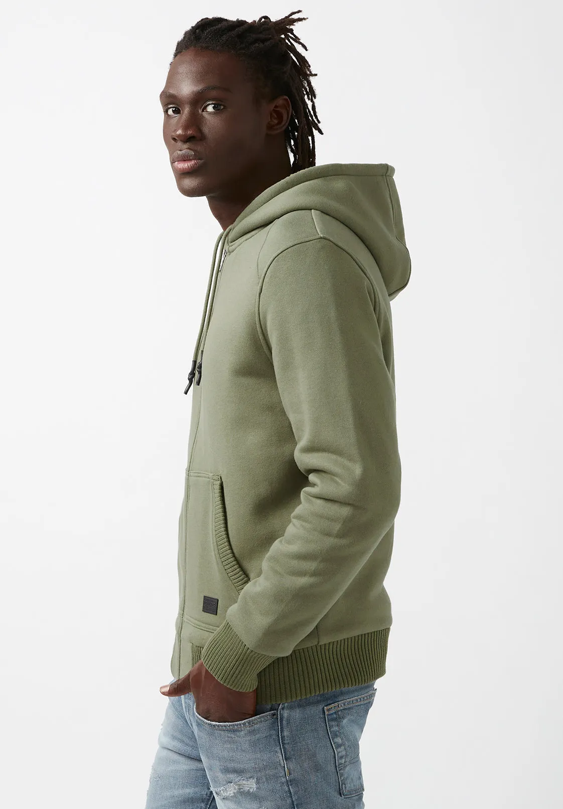 Fasox Men's Zip-Up Hooded Jacket with Sherpa Lining, Army green - BM24161 sold by Buffalo Jeans product image thumbnail 4