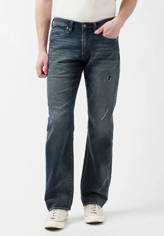 Relaxed Straight Driven Men’s Fleece Jeans in Crinkled Blue - BM22843 sold by Buffalo Jeans