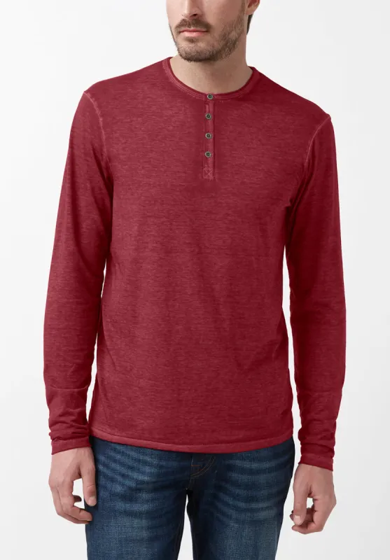 Kaduk Men's Long-Sleeve Henley Top in Dark Red - BM24041 sold by Buffalo Jeans