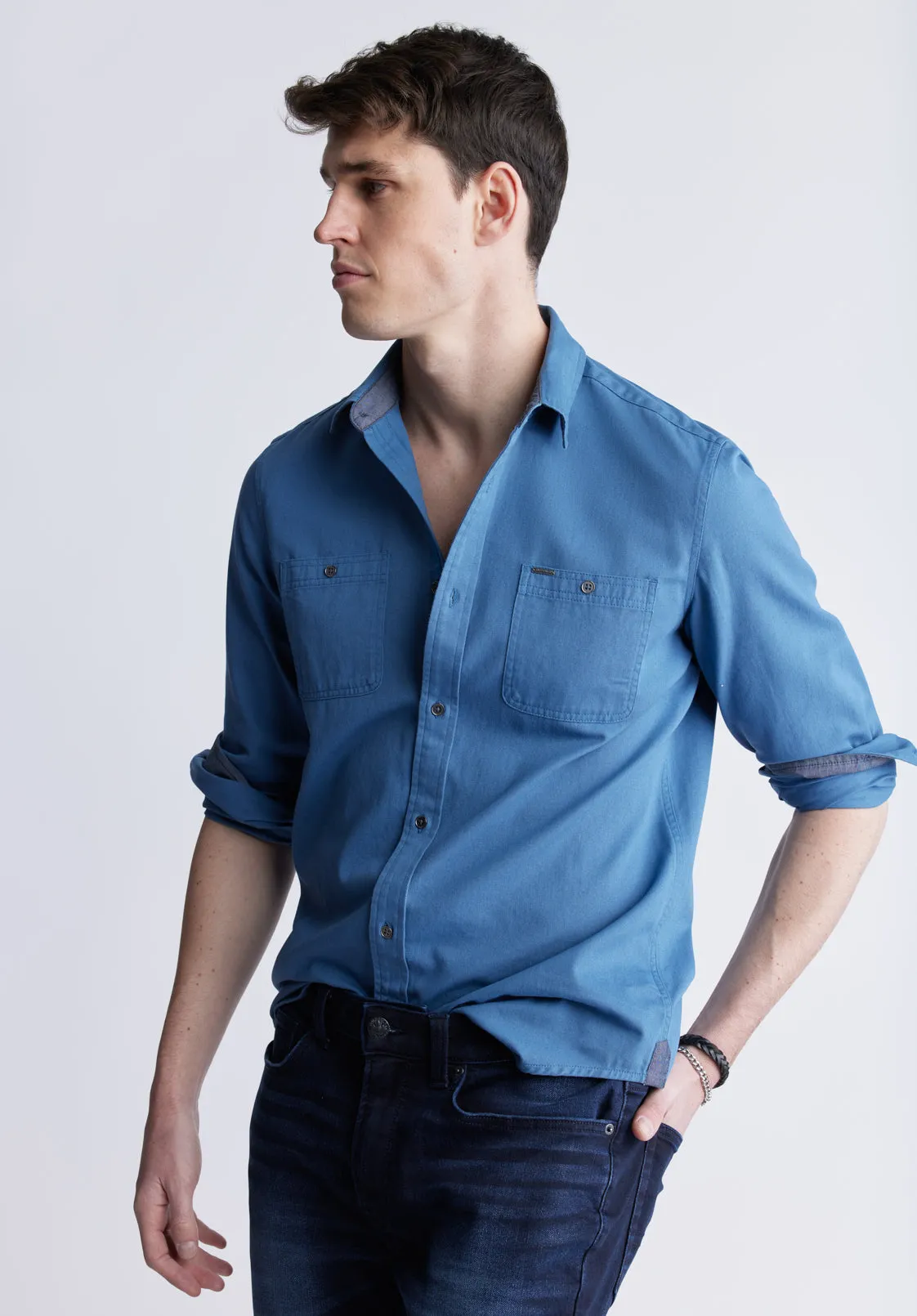Sagrani Men's Long Sleeve Shirt, Blue - BM24403 sold by Buffalo Jeans product image thumbnail 3