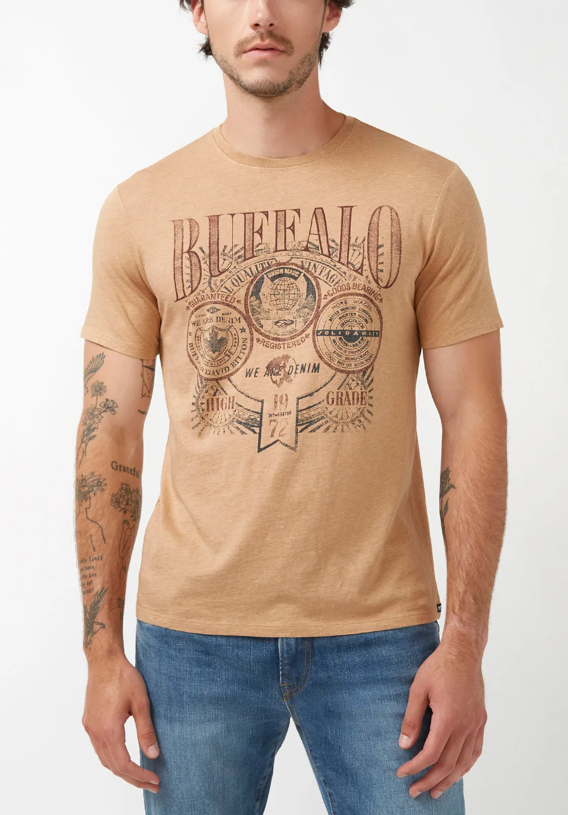 Talles Men's Graphic T-Shirt in Tan - BM24260 sold by Buffalo Jeans