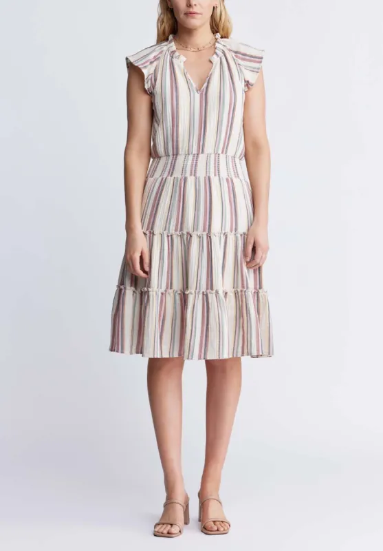 Livia Women’s Striped Midi Dress in Beige & Pink - WD0034P sold by Buffalo Jeans