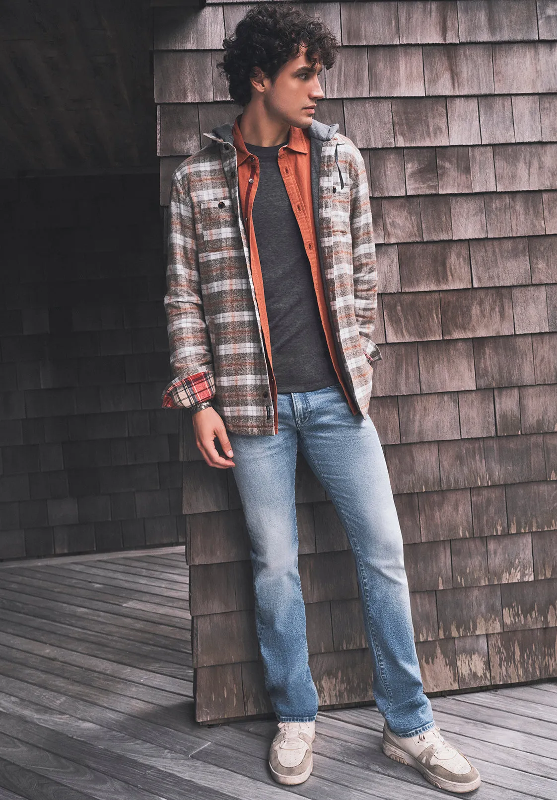 Sacket Men’s Hoodie Shacket in Grey Fern Plaid - BM24151 sold by Buffalo Jeans product image thumbnail 2