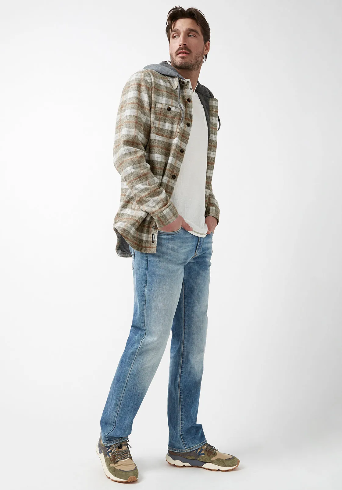 Sacket Men’s Hoodie Shacket in Grey Fern Plaid - BM24151 sold by Buffalo Jeans product image thumbnail 5
