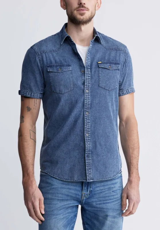 Somba Men’s Short-Sleeve Shirt in Indigo Blue - BM24291 sold by Buffalo Jeans