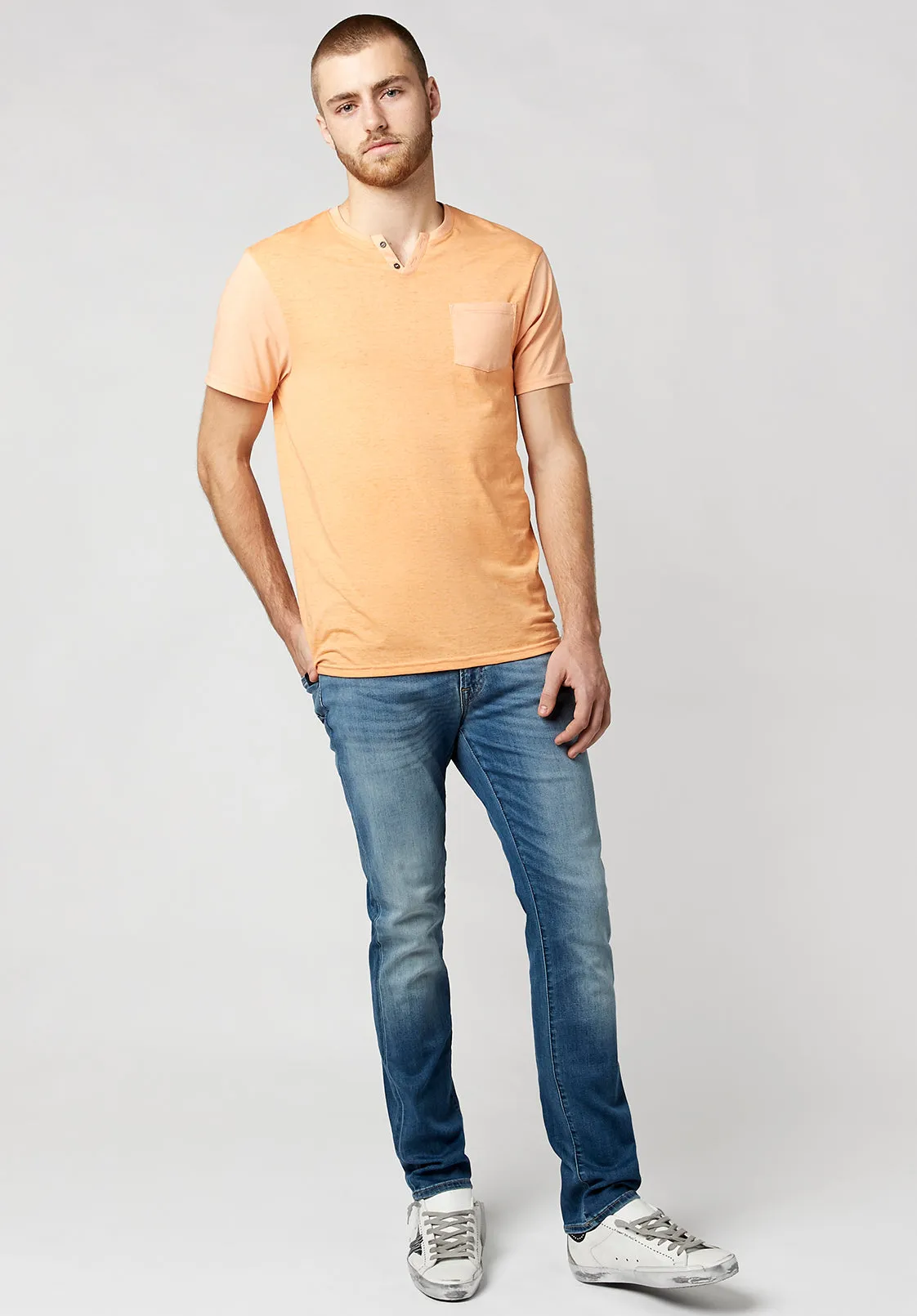 Kaddy Men's T-Shirt with Tonal Trim in Coral - BM23555 sold by Buffalo Jeans product image thumbnail 3