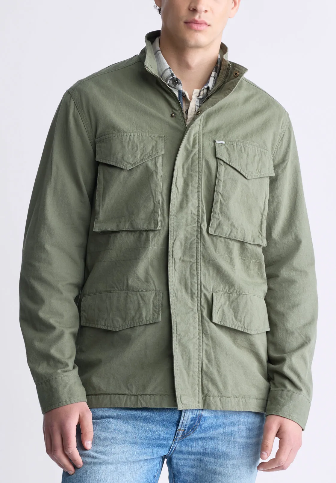 Jafom Men's Utility Jacket with Pockets, Army Green - BM24445 sold by Buffalo Jeans