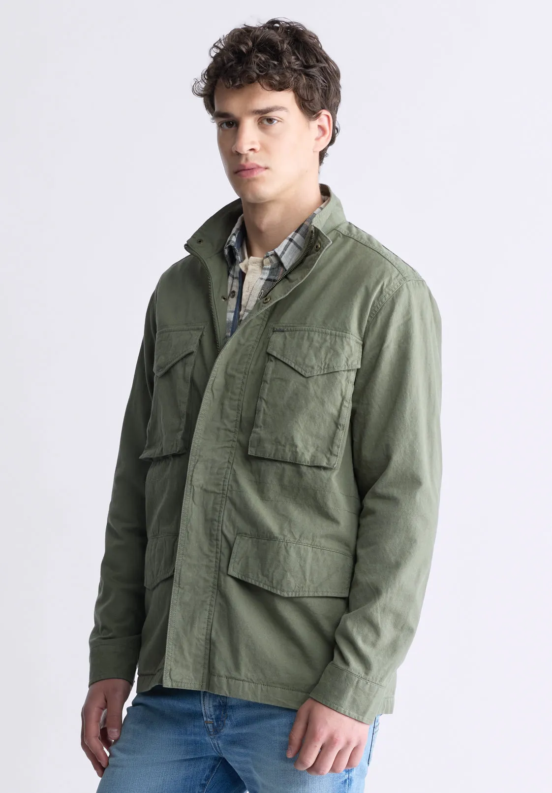 Jafom Men's Utility Jacket with Pockets, Army Green - BM24445 sold by Buffalo Jeans product image thumbnail 4