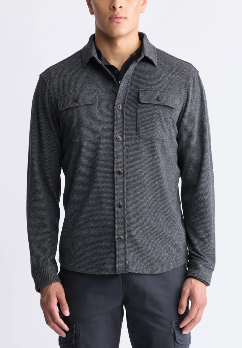 Sigge Men's Long-Sleeve Blanket Shirt with Chest Pockets, Charcoal - BM24460 sold by Buffalo Jeans