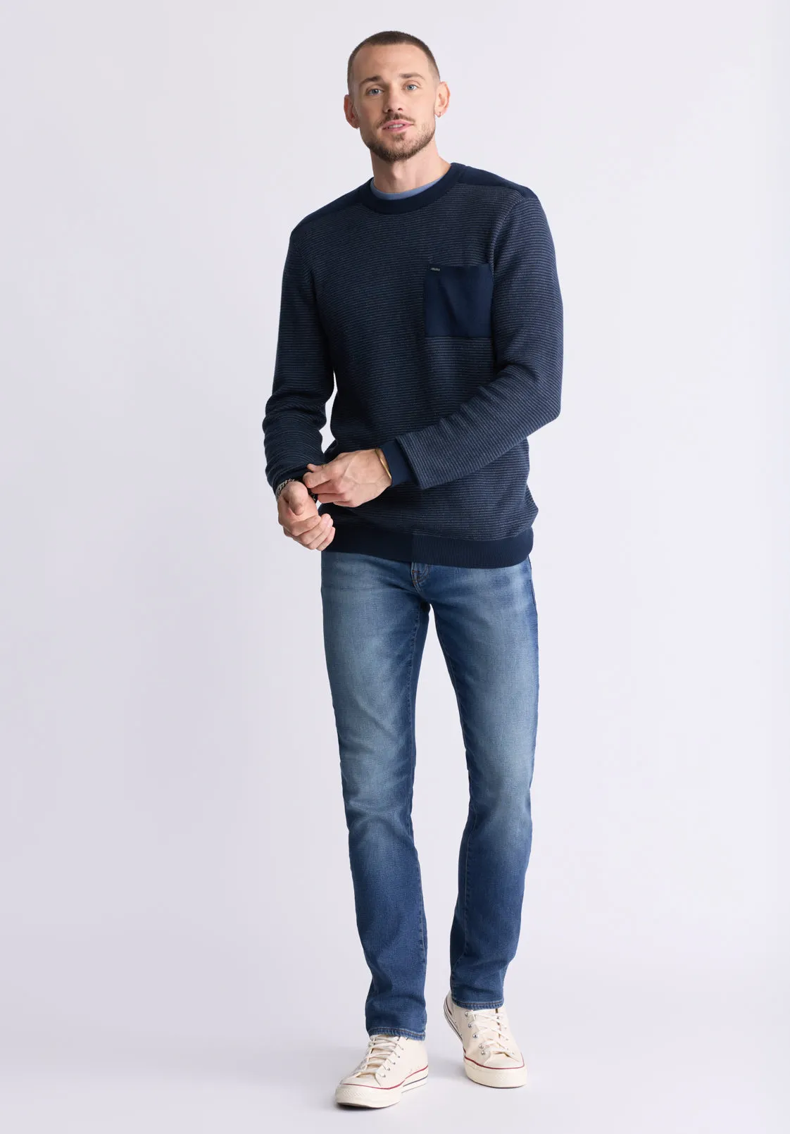 William Men's Striped Knit Pullover, Midnight Blue - BM24420 sold by Buffalo Jeans product image thumbnail 5