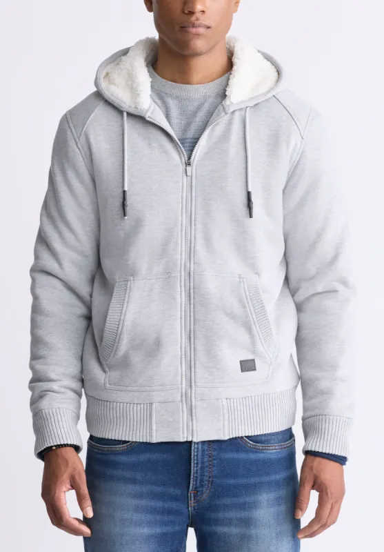 Fasox Men's Zip-Up Hooded Jacket with Sherpa Lining, Light Heather Grey - BM24463 sold by Buffalo Jeans