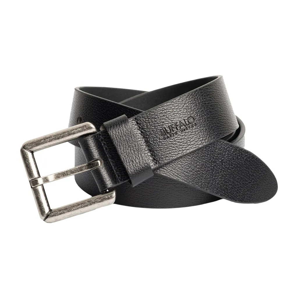 Square Buckle Black Buffalo Leather Belt - BB1000C04 sold by Buffalo Jeans