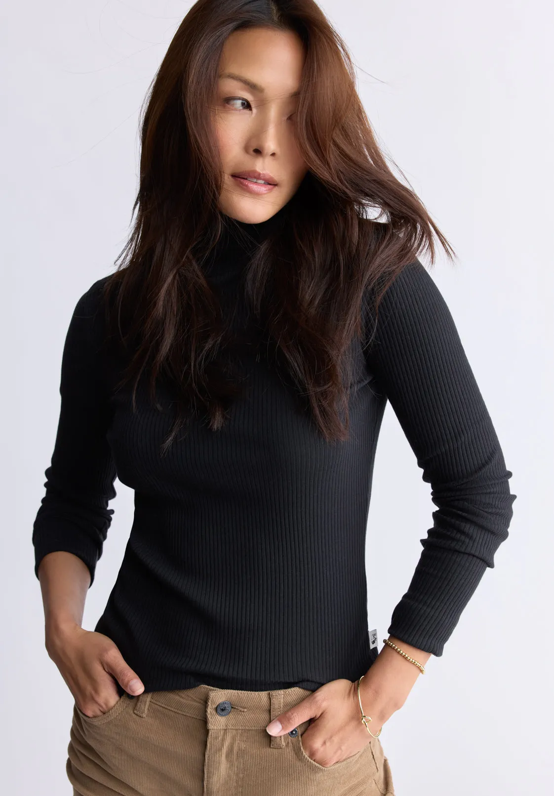 Mavra Women's Ribbed Turtleneck Top, Black - KT0164H sold by Buffalo Jeans product image thumbnail 2