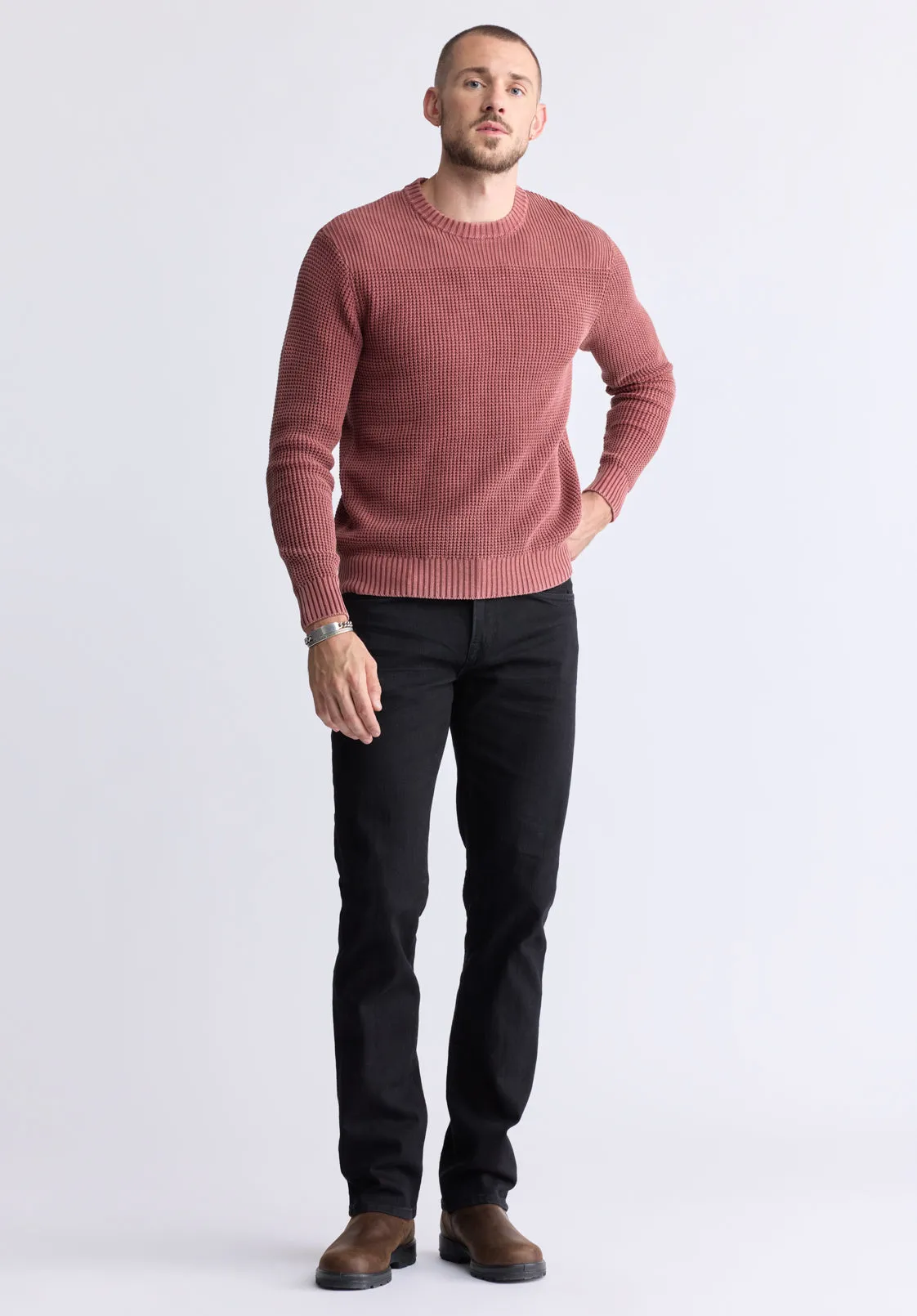 Washy Men's Textured Knit Crewneck Sweater, Red - BM24451 sold by Buffalo Jeans product image thumbnail 5