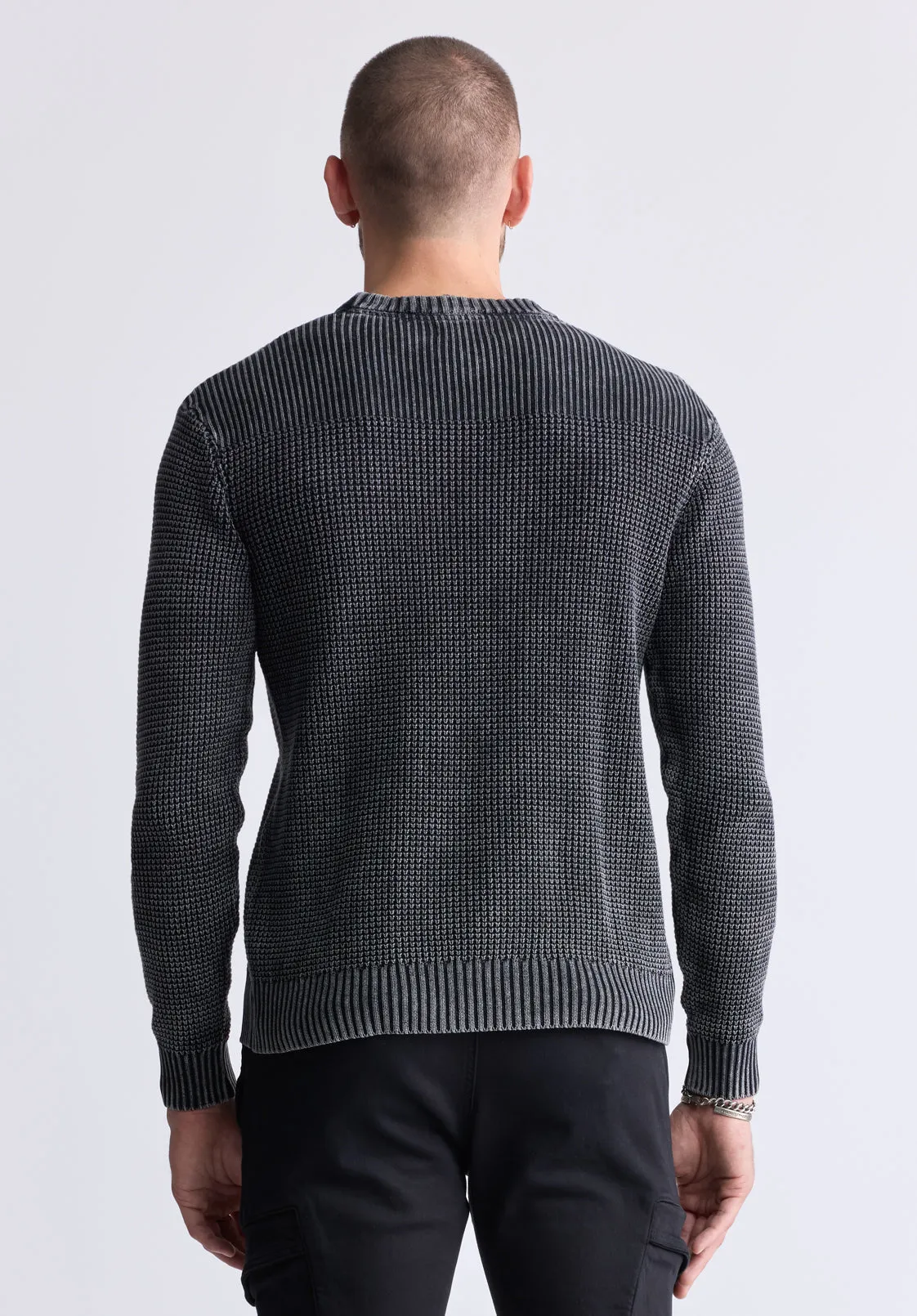 Washy Men's Textured Knit Crewneck Sweater, Grey - BM24451 sold by Buffalo Jeans product image thumbnail 4