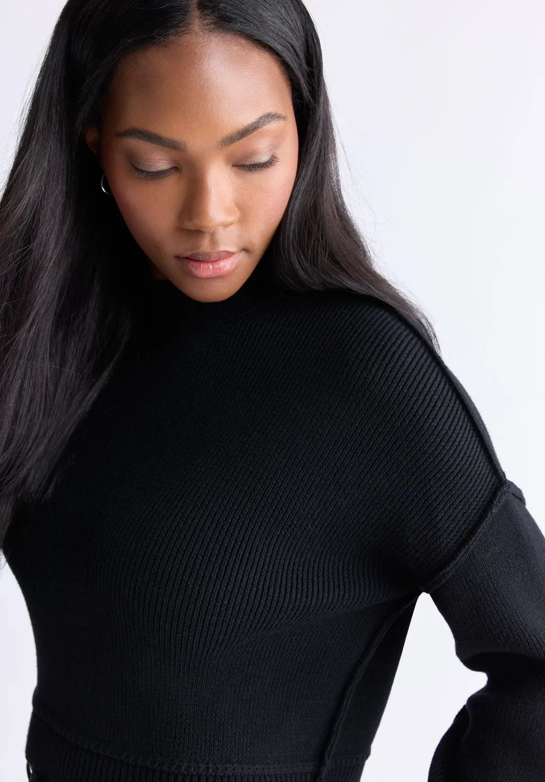 Seema Women's Dropped Sleeve Loose-Fit Cropped Sweater, Black - SW0095F sold by Buffalo Jeans product image thumbnail 3