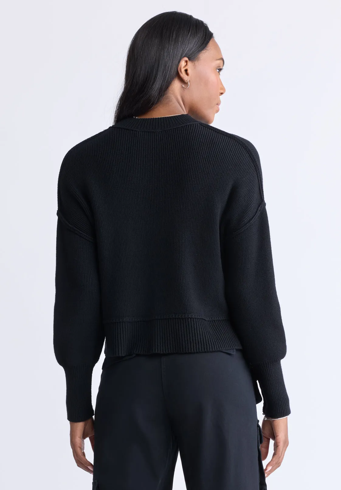 Seema Women's Dropped Sleeve Loose-Fit Cropped Sweater, Black - SW0095F sold by Buffalo Jeans product image thumbnail 5
