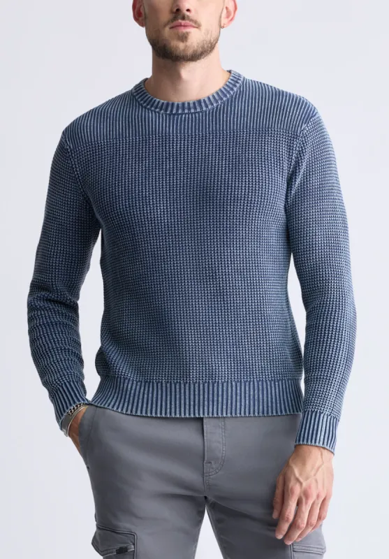 Washy Men's Textured Knit Crewneck Sweater, Navy - BM24451 sold by Buffalo Jeans