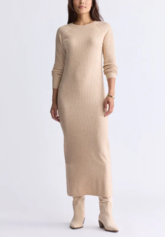 Jaida Women’s Long Sleeve Rib Knit Dress, Tan - SD0004F sold by Buffalo Jeans