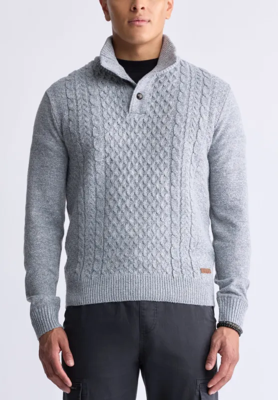 Watcher Men's Cable Knit Henley Sweater, Grey - BPM14163 sold by Buffalo Jeans