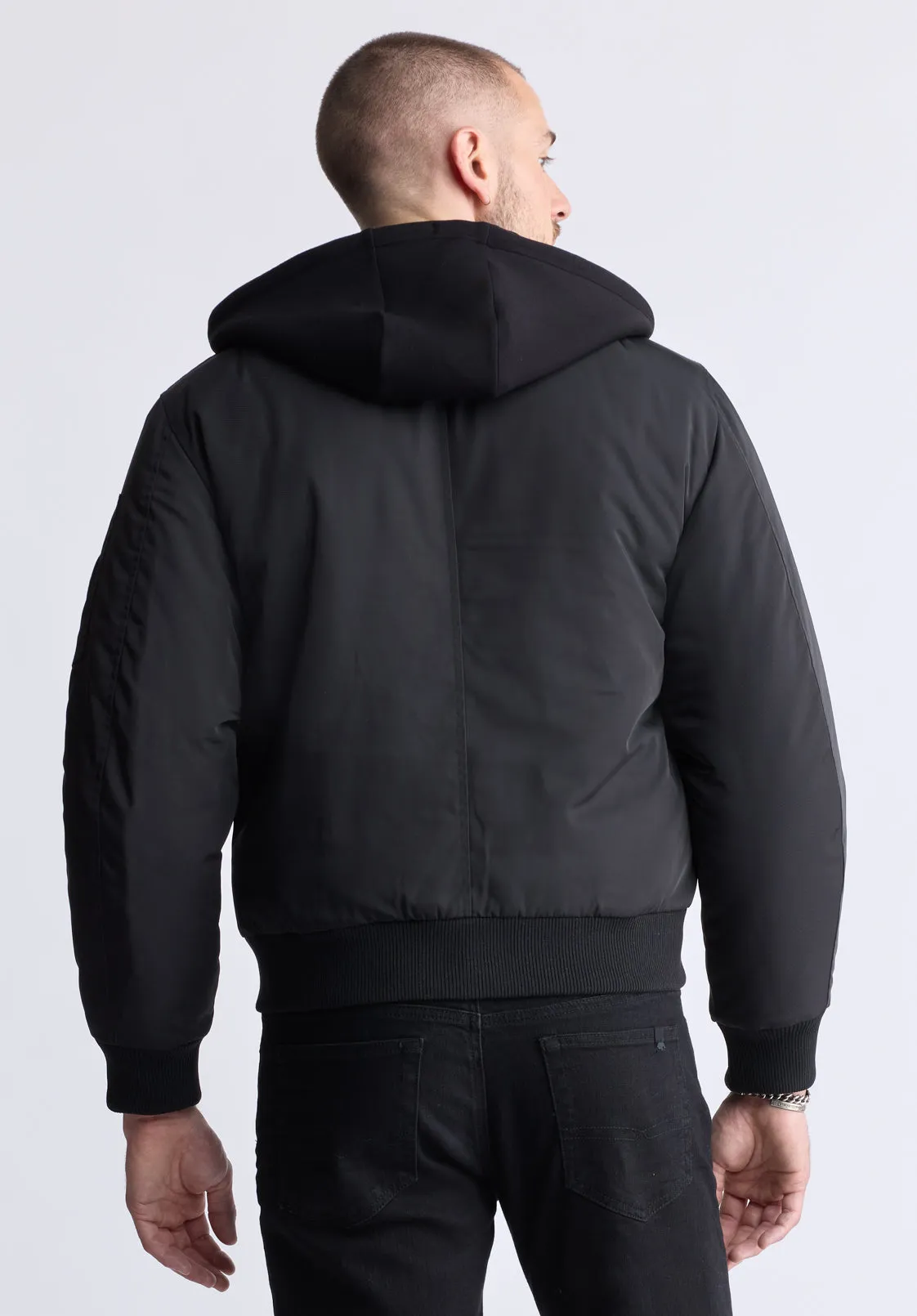 Cliff Men's Hooded Zip-Up Bomber Jacket, Black - OBMFB001 sold by Buffalo Jeans product image thumbnail 4